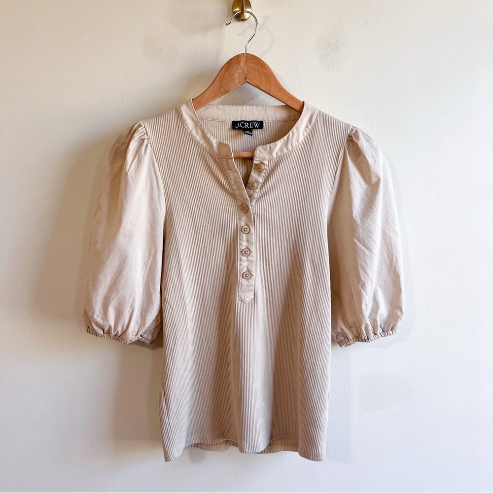 J. Crew Puff Sleeve Henley Top